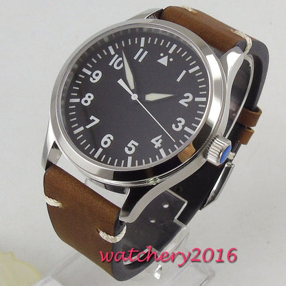42mm Corgeut Sterile dial watch Sapphire Glass Military Men Automatic Luxury Brand Sport Design Automatic mechanical Mens Watch