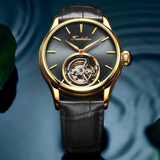 100% Real Tourbillon Watch Men Skeleton Mechanical Watch Sapphire Mens Watches Top Brand Luxury Clock Men Relogio Masculino detail view