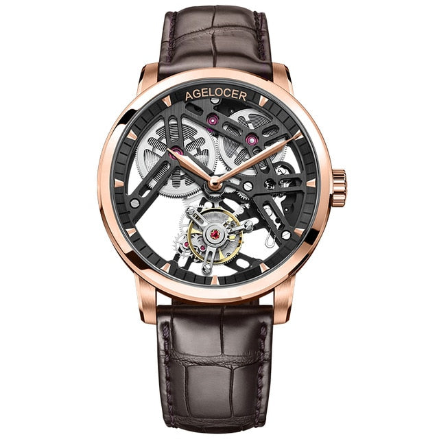 AGELOCER New Swiss Original Tourbillon Watch Men Power Reserve 80 Top Brand Luxury Skeleton Sapphire Clock Men Relogio Masculino detail view