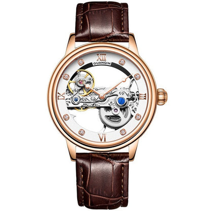 GUANQIN 2019 New Watch Men Top Luxury Brand Automatic Luminous Mens Clock Hollow Tourbillon Waterproof Mechanical montre hommeAA