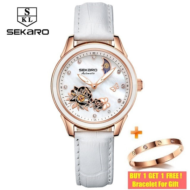 Sekaro Ceramic Women Watch 2019 Butterfly Design Ladies Mechanical Automatic Watches Luxury Brand Sapphire Crystal Women's Watch
