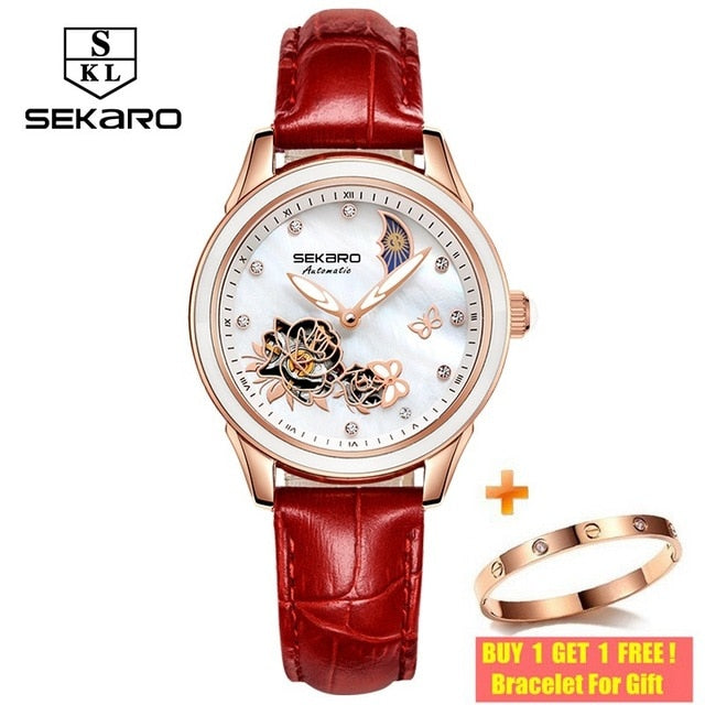 Sekaro Ceramic Women Watch 2019 Butterfly Design Ladies Mechanical Automatic Watches Luxury Brand Sapphire Crystal Women's Watch